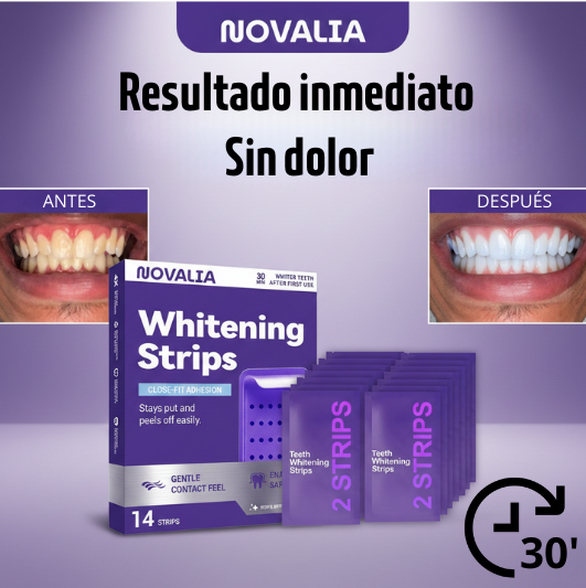 (Nuevas) Tiras Dentales Antiamarilleo Moradas "Fórmula Concentrada" ⭐️